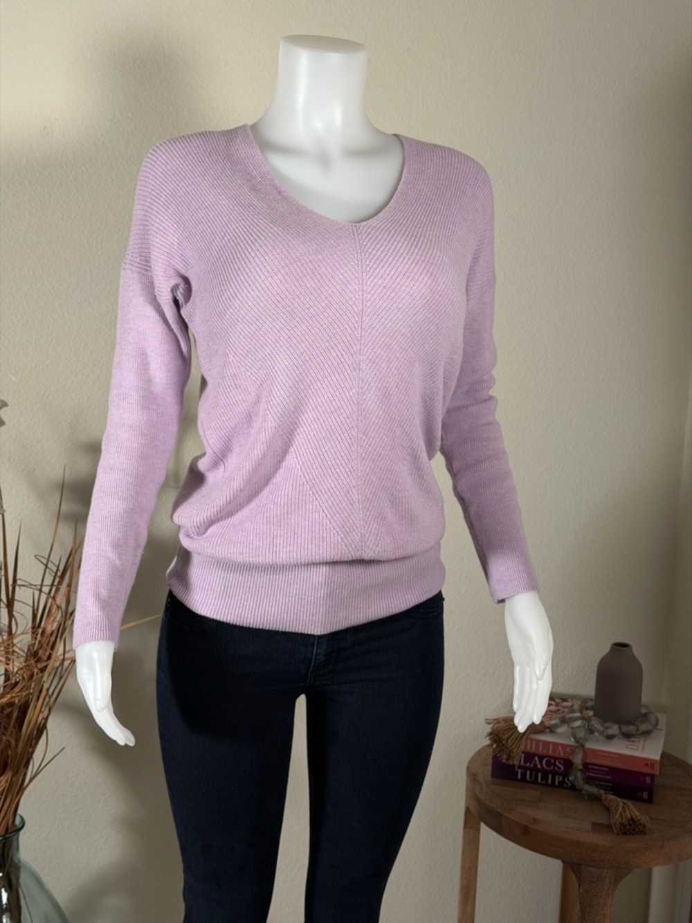 WH BM Lavender Scoop Neck Lightweight Sweater - Picture 5 of 8